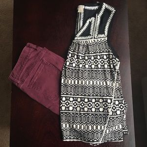 Anthropologie (Meadow Rue) Black White Tribal Top